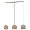 Image de Eglo Suspension Cominio, lampe à 3 flammes au-dessus de la table manger, luminaire pour salle manger en verre satiné couleur sable et métal taupe, pendant avec douille E27, 88,5 cm
