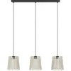 Image de Eglo Suspension luminaire Fattoria, lustre à 3 lampes pour salon et salle à manger, lampe de plafond suspendue en tissu blanc et métal noir, douille E27, 90 cm