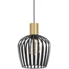Image de Eglo Suspension luminaire Empoli, lampe à susprendre rétro pour table à manger, lustre chambre et salle à manger, métal noir et laiton, douille E27