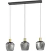Image de Eglo Suspension luminaire Empoli, lampe à susprendre rétro pour table à manger, lustre chambre et salle à manger à 3 lampes, métal noir et laiton, douille E27