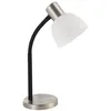 Image de Eglo Lampe de table Macere, luminaire à poser pour chambre à coucher, lampe de bureau en métal argenté et verre blanc, lampe de chevet avec douille E14