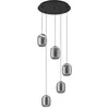 Image de Eglo Suspension luminaire Ciampino, lustre élégant à 5 lampes pour salon et salle à manger, métal noir et verre fumé, douille E27, Ø 54 cm
