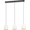 Image de Eglo Suspension luminaire Febres, lampe de plafond suspendue à 3 abat-jour, lustre pour salle à manger en tissu bouclette, métal en noir et textile en blanc, douille E27, 88 cm