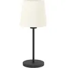 Image de Eglo Lampe de chevet Febres, lampe de table avec abat-jour textile, déco salon et chambre à coucher, luminaire à poser en métal noir et tissu bouclette blanc, douille E27