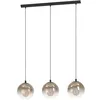 Image de Eglo Suspension luminaire Ariscani 1, plafonnier suspendu à 3 lampes, lustre pour salon et salle à manger, métal noir et verre cuivré, douille E27, 76,5 cm