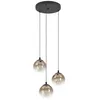 Image de Eglo Suspension luminaire Ariscani 1, plafonnier suspendu à 3 lampes, lustre pour cage d'escalier et galérie, métal en noir et verre en cuivre, E27, Ø 42,5 cm