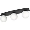 Image de Eglo LED Applique Castrivido, lampe murale salle de bain 3 flammes, luminaire mur métal noir et globe verre blanc, avec ampoules G9 blanc chaud, IP44