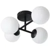 Image de Eglo Plafonnier Castrovido, lampe plafond 4 globes en verre, métal noir et verre blanc, pour salon, avec ampoules G9 blanc chaud