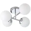 Image de Eglo plafonnier Castrovido, lampe plafond avec 4 sphères en verre, métal chromé et verre blanc, pour salon, ampoules G9, lumière blanc chaud