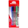 Image de Kores - K1 : Stylo à Bille de Couleur, Stylo à Bille 1 mm à Pointe Moyenne avec Encre Anti-Salissure pour une Écriture Douce, Forme Triangulaire Ergonomique, Paquet de 4 Couleurs Assorties