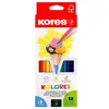 Image de Kores - Kolores : 12 Crayons de Couleur pour Enfants, Débutants et Adultes avec Mine Tendre et Forme Triangulaire, Paquet de 12 Couleurs Assorties et Taille-Crayon Inclus