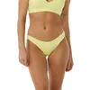 Image de Rip Curl Bas de Bikini Cheeky Premium Surf pour Femme, Jaune, Taille L