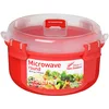 Image de Sistema Micro-ondes Bol rond | Récipient alimentaire micro-ondes | 915 ml | sans BPA | Rouge/Transparent