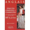 Image de Epreuves corrigées et commentées d'anglais aux concours d'entrée des IEP de province