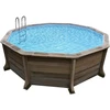 Image de Piscine béton aspect bois en kit décagonale - 4.95 x 1.40 m