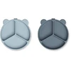 Image de Liewood Lot de 2 Assiettes Compartimentées Stacy - Sea Blue Whale Blue Mix