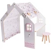 Image de Maisonnette pour enfant en bois "Bianelli" avec bureau - 114 x 93 x 120 cm - Blanc / Rose