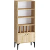 Image de Bibliothèque en bois "Pollux" - 60 x 30 x 175 cm - Chêne Saphir