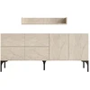 Image de Buffet en bois avec étagère murale "Stella" - 180 x 40 x 55 cm - Travertin