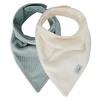 Image de Jollein Lot de 2 Bavoirs Bandana Velvet Rib - Sea Green & Ivory