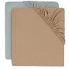 Image de Jollein Lot de 2 Draps Housse Berceau et Cododo Jersey Sea Green & Biscuit - 40-50 x 80-90 cm