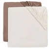 Image de Jollein Lot de 2 Draps Housse Jersey Milky Coffee & Ivory - 60 x 120 cm