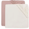 Image de Jollein Lot de 2 Draps Housse Jersey Wild Rose & Ivory - 60 x 120 cm