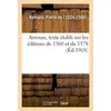 Image de Amours, texte etabli sur les editions de 1560 et de 1578, et publie avec des additions de l'auteur -