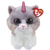 Image de TY Beanie Boo's-Peluche Asher le chat licorne 30 cm, TY36477, Gris et Blanc