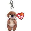 Image de TY Beanie Bellies Clips Bague Porte-clés en Peluche, Mitch la Loutre avec Yeux dorés pailletés, Animaux en Peluche avec Ventre Doux 12 cm T43101