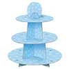 Image de Unique Party 90399 - Présentoir à Cupcakes de Baby Shower à Pois Bleu