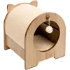 Image de Meuble à griffer pour chat - CATIT - Vesper Minou - Tapis à griffer en sisal remplaçable - Aspect chêne - L. 36 x l. 37 x H. 40