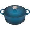Image de Le Creuset Signature Enamelled Cast Iron Round Casserole Dish With Lid, 24 cm, 4.2 Litres, Deep Teal, 21177246422430