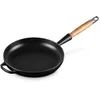 Image de LE CREUSET Poêle à frire en Fonte Émaillée avec poignée en bois, 28 cm, Noir Mat, 20258280000422