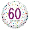 Image de Ballons gonflables * Design confettis * Décoration pour anniversaire et fête | Chiffres de 18 à 60 | pour air + hélium | Ballons Happy Birthday (édition : 60ème anniversaire)