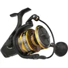 Image de Penn Moulinet Spinning Battle® IV, pêche en Eau salée, appâts et leurres pour Poissons Aluminium, Robuste, ambidextre, Moulinet 6000 Haute Vitesse, Taille 6.2:1, Noir, Or et fumé.