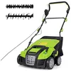 Image de GOPLUS 2 en 1 Déchaumeuse Scarificateur Electrique 2000W, Largeur de Travail 40cm, 3500rpm, 5 Profondeurs Réglables, 3 Hauteurs Poignée, Sac 55L Amovible, Râteau Electrique Pliable Pelouse 800  (Vert)