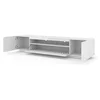 Image de Meuble TV Bas Universel Aura 200 cm à Suspendre ou à Poser sideboeard Blanc Mat/Blanc Brillant sans LED