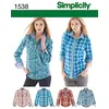 Image de Simplicity Patron de Couture 1538 : Chemise boutonnée sur Le Devant, Taille Papier, Blanc, R5 (42-44-46-48-50)