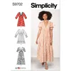 Image de Simplicity Misses' V-Neck Empire Dress Sewing Pattern Kit, Code S9702, Sizes 18-20-22-24-26, Multicolor