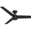 Image de HUNTER FAN Protos, 132 cm, Ventilateur de Plafond Intérieur/Extérieur avec Commande Murale, Finition Noir Mat, 3 Lames Réversibles en Noir Mat et Noyer Gris à Rayures, pour Été et Hiver, Modèle 50624