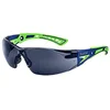 Image de Bollé Safety 40257, Rush+ Lunettes de sécurité Platinum®, monture bleue et verte, verres fumés