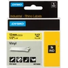 Image de Rhino Étiquettes en vinyle industrielles | 12 mm x 5,5 m | autocollantes impression en noir sur fond jaune | pour étiqueteuses Rhino et LabelManager, Ruban
