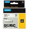 Image de Rhino Étiquettes en vinyle industrielles | 12 mm x 5,5 m | autocollantes impression en noir sur fond blanc | pour étiqueteuses Rhino et LabelManager, Ruban