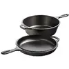 Image de Set poêle 26 cm et sauteuse 3L en fonte naturelle avec double poignées Lodge