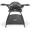 Image de Weber Q2400 Barbecue électrique avec support + tablettes latérales, surface de cuisson 54 x 39 cm, grille en fonte émaillée (2 parties), couvercle et cuve en fonte d'aluminium - Gris foncé (55020853)