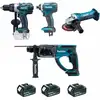 Image de Pack 4 outils MAKITA DLX4054MX1 (DF458+GA452+HR202+TD152+3xBL1840B+DC18RC+SAC OUTIL)