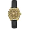Image de GUESS G Gloss Montre Femme Acier Doré Cuir Noir GW0608L2