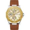 Image de GUESS Montre pour homme Prime en cuir, Multicolore/doré