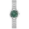 Image de Guess Montre pour Femme GW0930L1 Clara 28 mm en Acier Inoxydable argenté, Cadran Vert, Verre minéral, 3 ATM, oxyde de Zirconium, Bracelet à maillons 14 mm